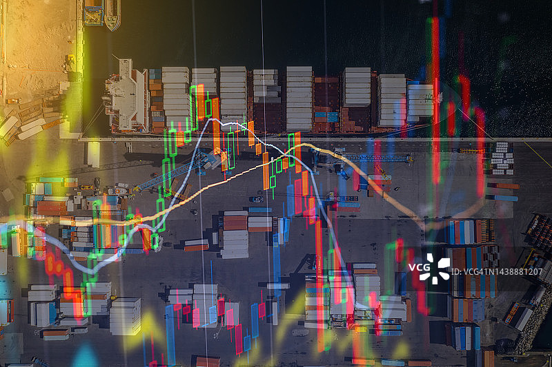 经济数据背景下的货船商业港口图片素材