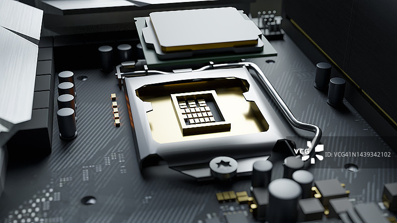 主板上的CPU 3D渲染图片素材