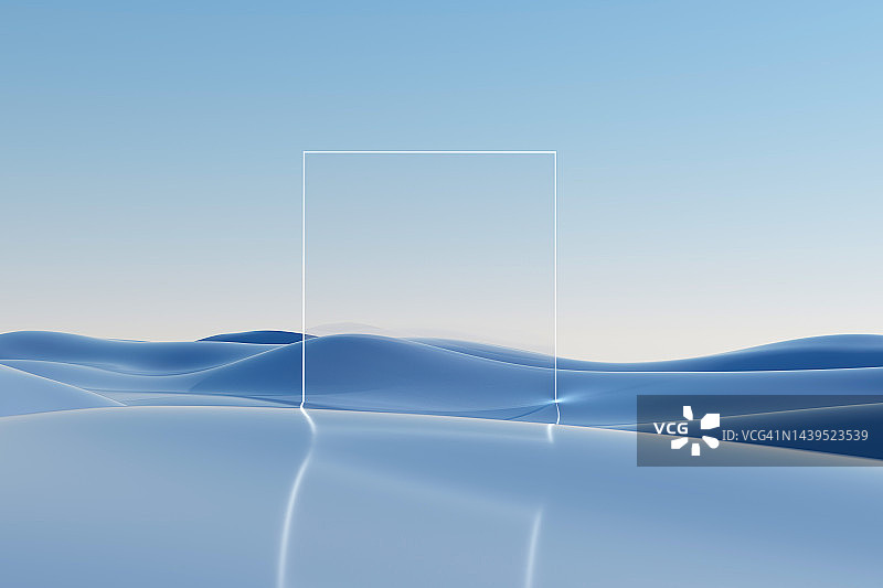 3D渲染：蓝色波浪图片素材