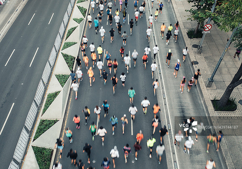 马拉松城市赛跑鸟瞰图图片素材