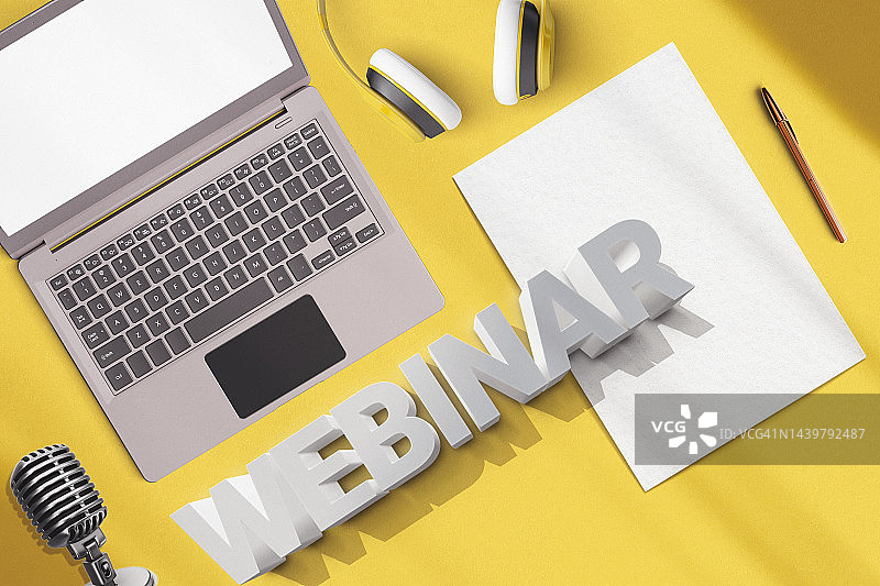带有文案空间的黄色纸质网络研讨会概念图片素材