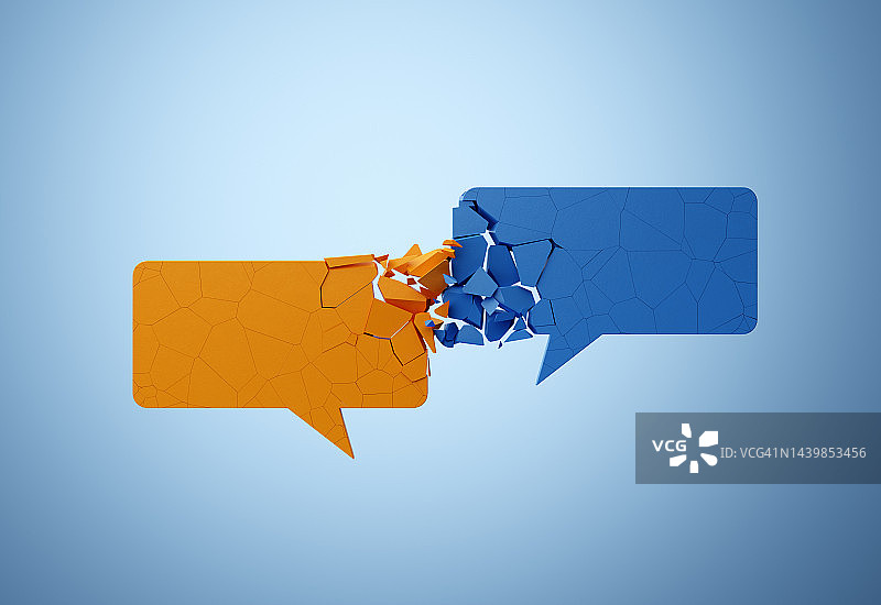 两个碰撞的对话气泡图片素材