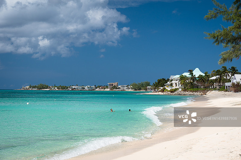 开曼群岛大开曼岛墓地海滩美丽的加勒比海绿松石海水图片素材