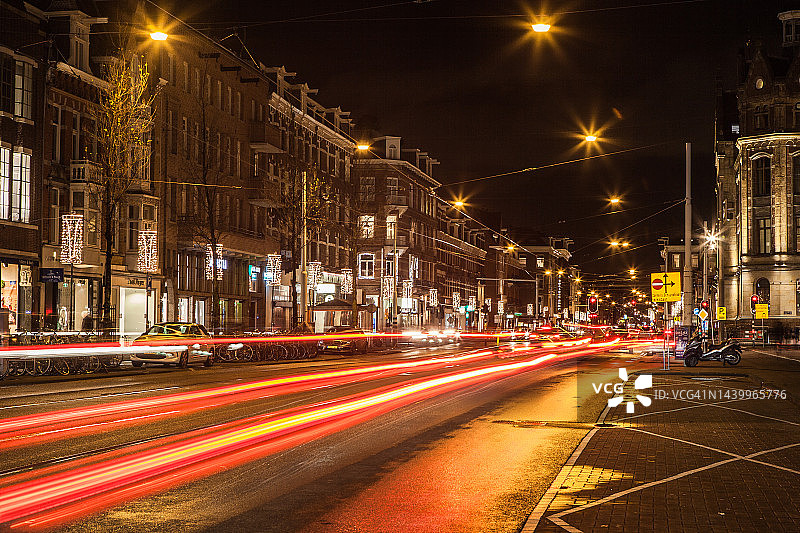 荷兰阿姆斯特丹街道夜景图片素材