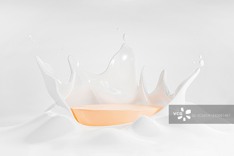 展示产品的美容台3D背景白色液体平台图片素材