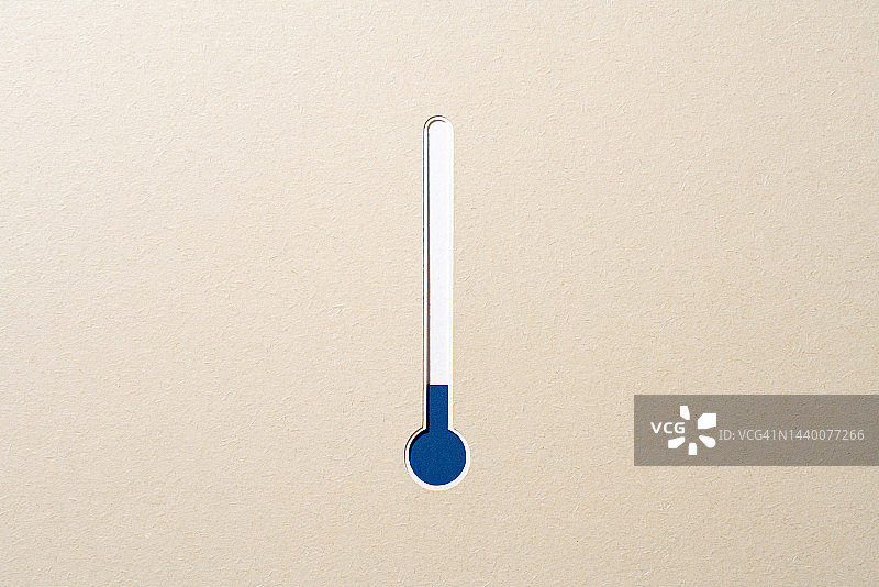 显示低温的蓝色温度计剪纸工艺图片素材