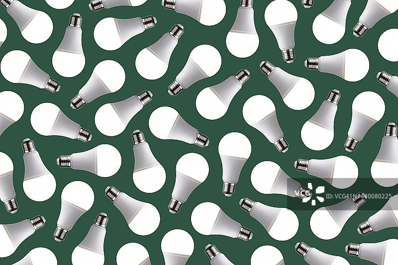 白色LED灯泡扁平图案图片素材