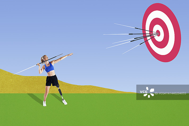运动员投掷标枪瞄准靶心图片素材