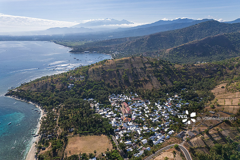 印度尼西亚西努沙登加拉龙目岛克奇南海滩鸟瞰图图片素材