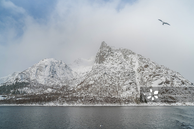 挪威海峡的冰山图片素材
