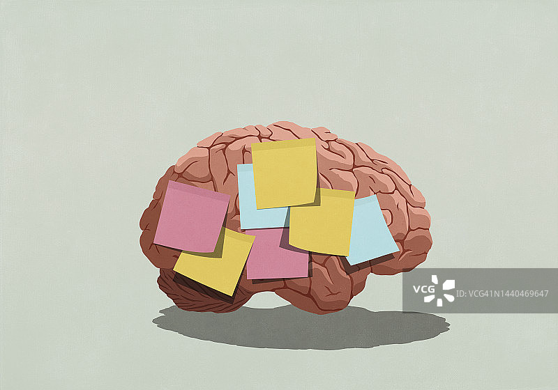 覆盖大脑的便签图片素材