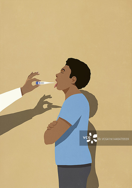 医生给男病人测量体温图片素材