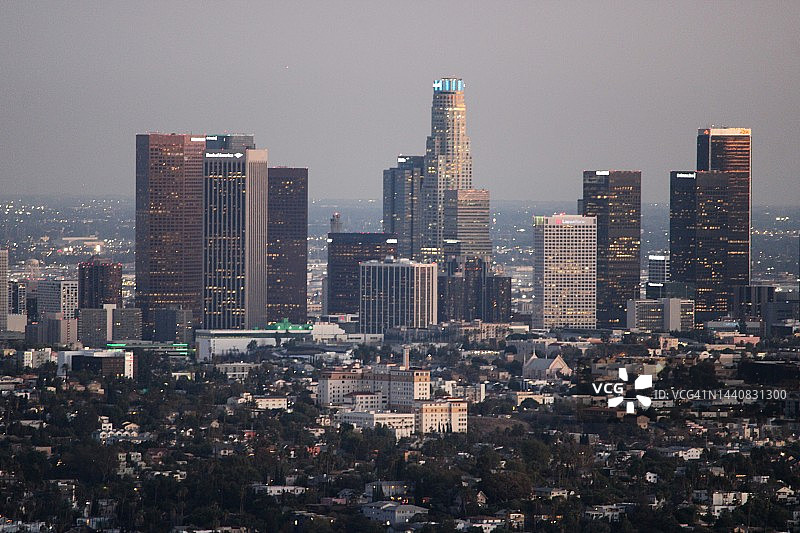 日落和夜晚下的洛杉矶图片素材