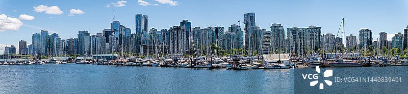 加拿大温哥华和帆船码头全景图片素材