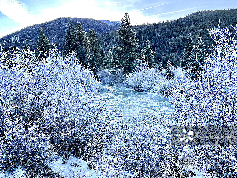 科罗拉多州的冰冻景观图片素材