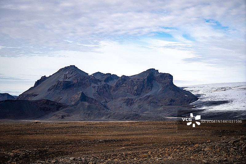 朗格冰川和崎岖的冰岛景观图片素材