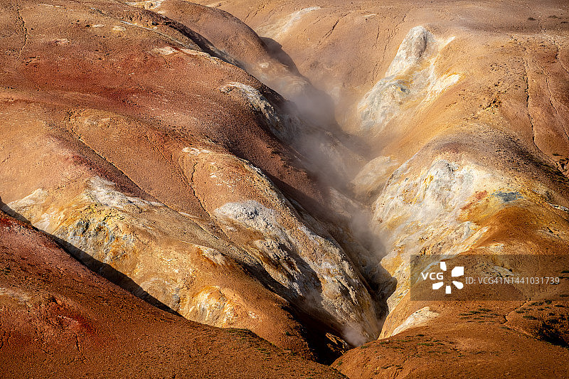 Leirhnjukur火山区域的裂缝和裂隙图片素材