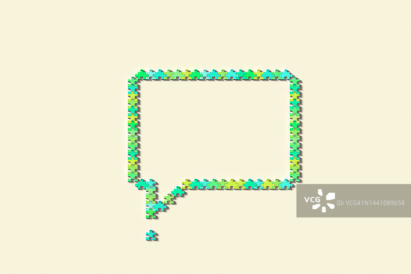 人形拼图组成的对话气泡图片素材