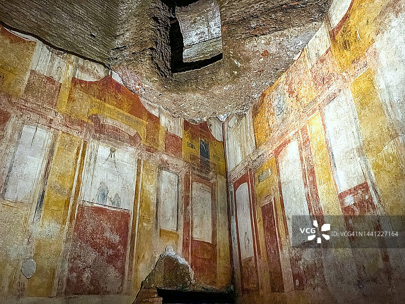 装饰过的墙壁 - 意大利拉齐奥罗马尼禄建造的金宫图片素材