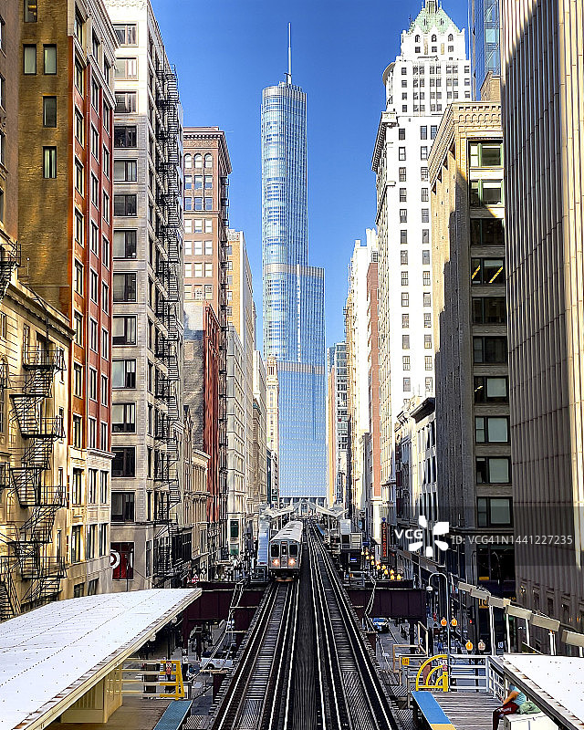芝加哥环线与特朗普大厦图片素材