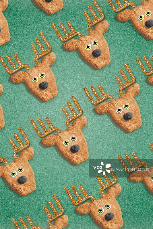 驯鹿圣诞小雕像无缝图案图片素材