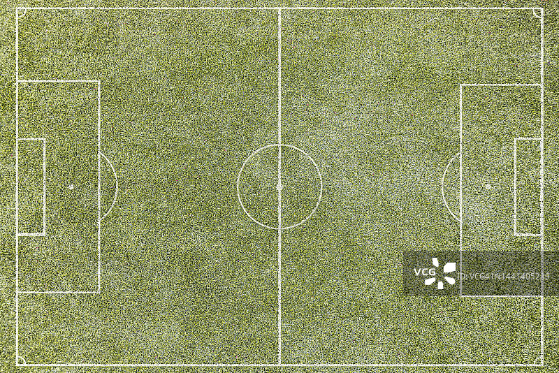 没有人的白色线条草地球场鸟瞰图，足球，运动场，世界杯和训练营概念图片素材
