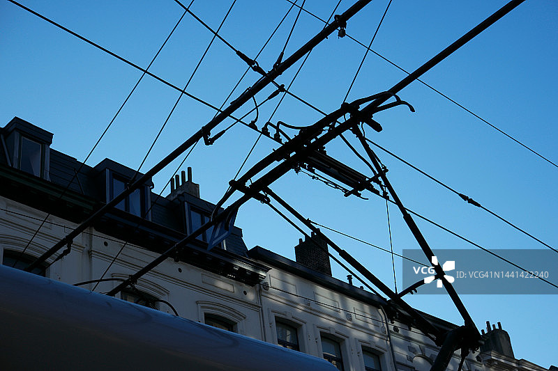 有受电弓的电车电缆图片素材