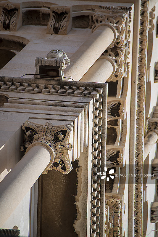 克罗地亚斯普利特精致石雕砌体细节图片素材