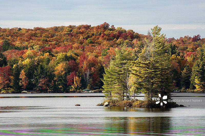 秋季的塔珀湖岛屿图片素材