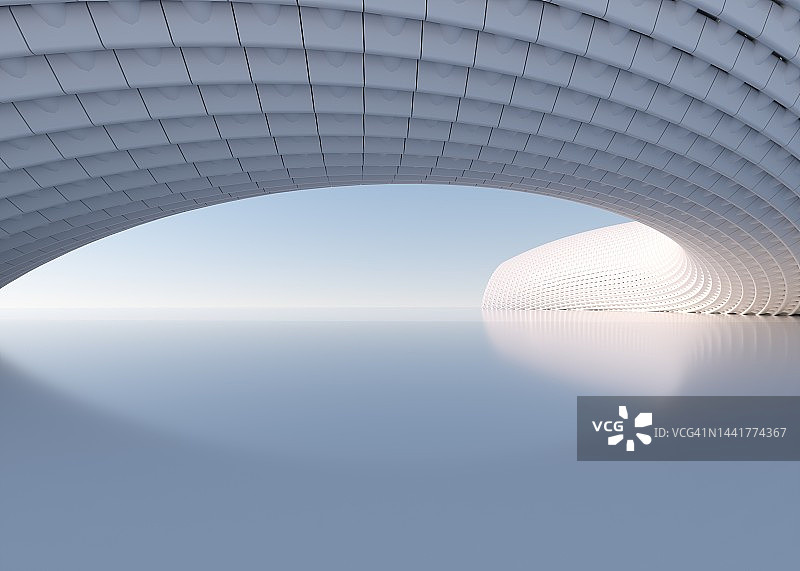 抽象的混凝土建筑背景。三维渲染图片素材