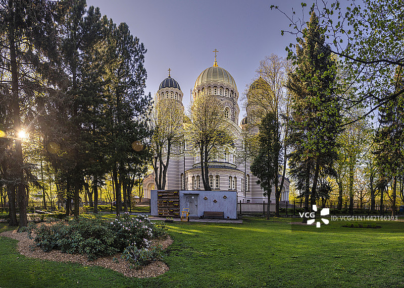 拉脱维亚里加的基督降生东正教大教堂图片素材