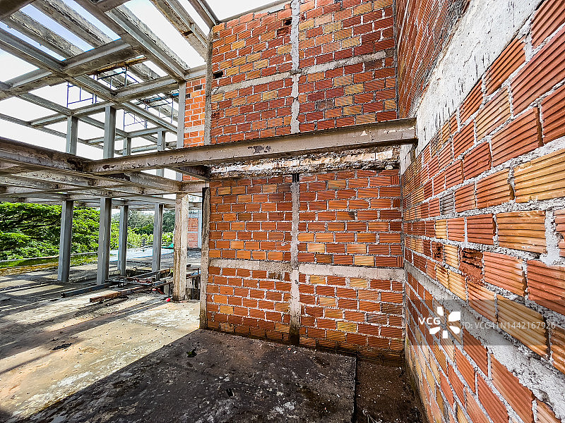 在建建筑的红砖墙新房图片素材