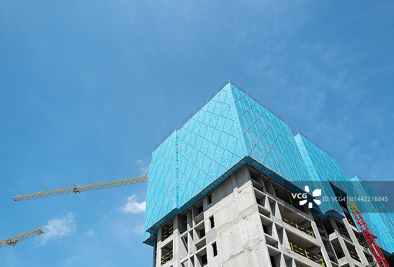 使用新技术的房屋建筑工地仰视角度图片素材