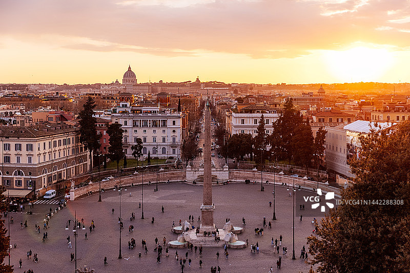 罗马日落时分的天际线航拍图片素材