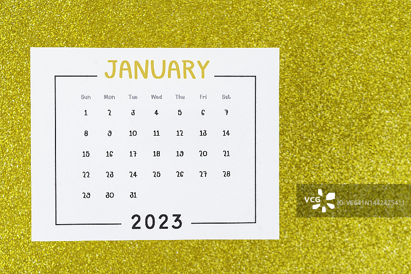 2023年1月桌面日历：金色纸张背景图片素材
