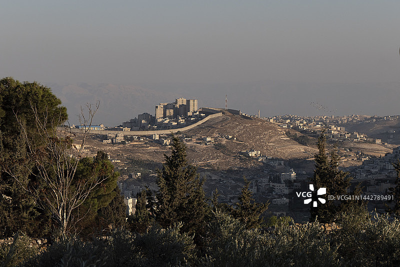 耶路撒冷郊外的以色列西岸隔离墙图片素材