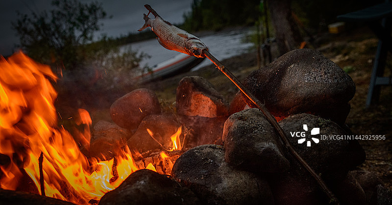 明火烤鱼图片素材