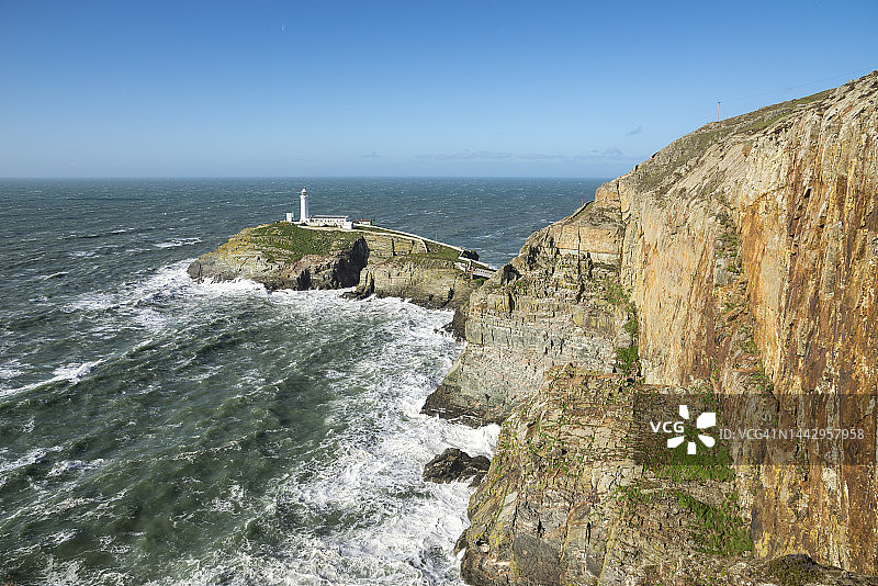 威尔士安格尔西霍利黑德南栈灯塔图片素材