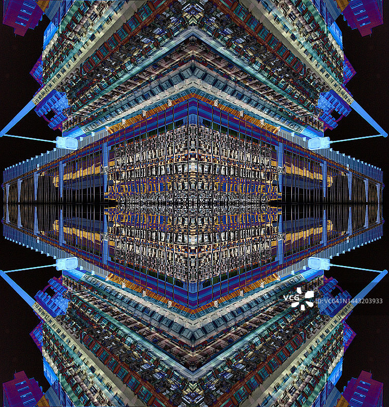 香港电动公路抽象视觉效果，倒影图片素材