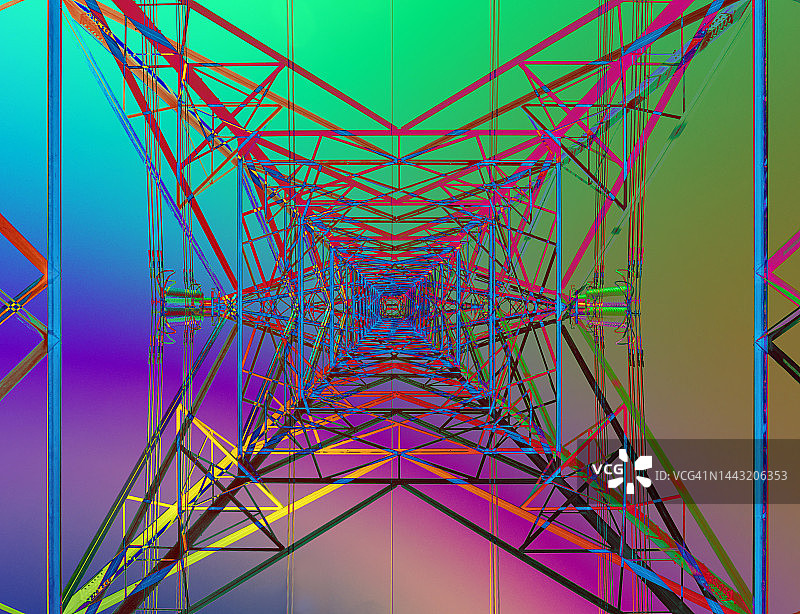 抽象可视化，仰视电塔图片素材