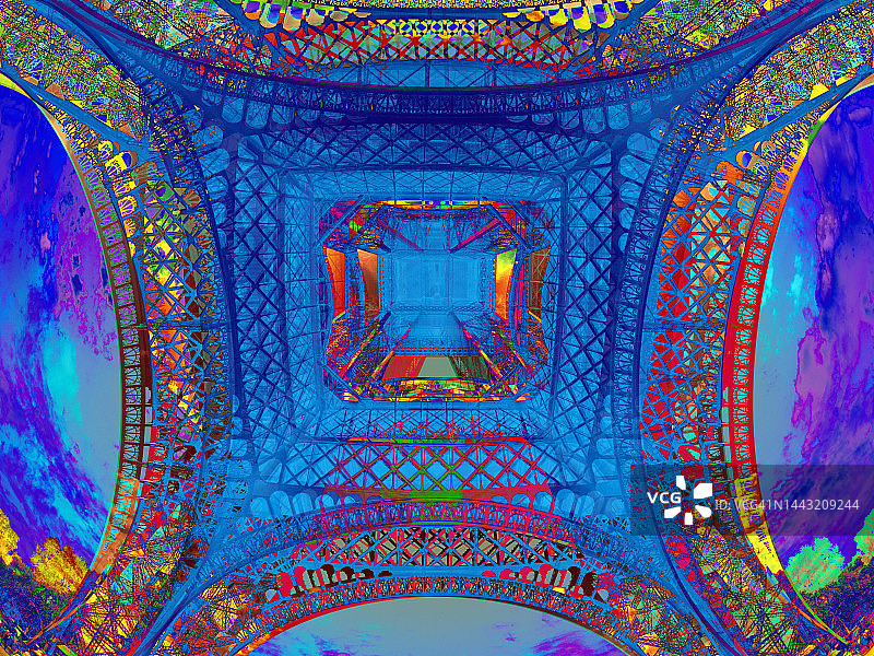 埃菲尔铁塔抽象视觉效果图片素材