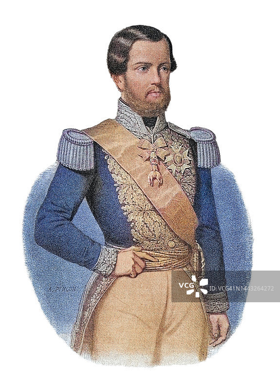 巴西皇帝佩德罗二世肖像，巴西帝国第二位也是最后一位君主，统治超过58年图片素材
