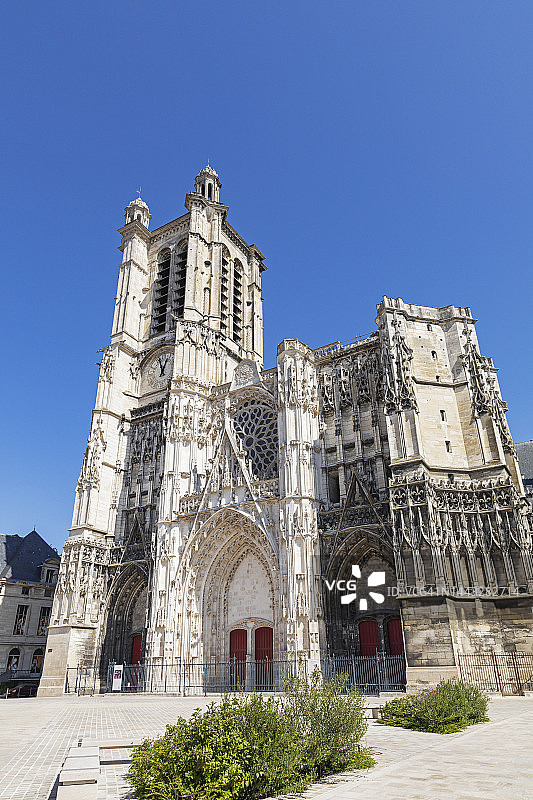 法国大东部特鲁瓦特鲁瓦大教堂的哥特式外墙图片素材