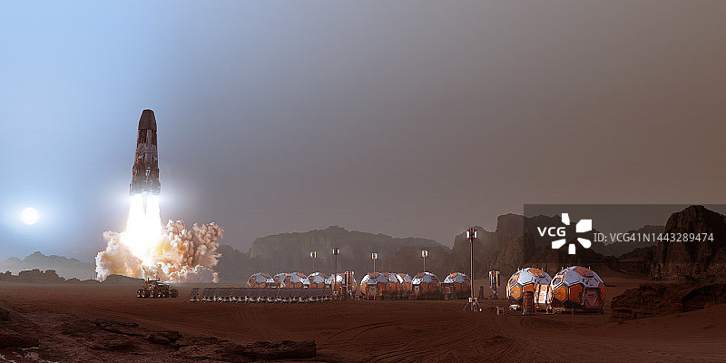 火箭在火星上起飞图片素材