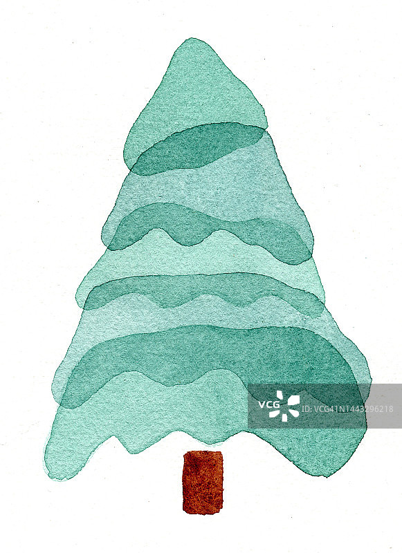 水彩绿树插画图片素材