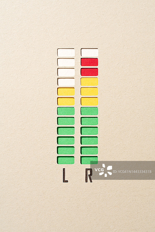 左右声道立体声音频电平指示器，纸工艺图片素材