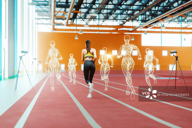 室内训练与AI辅助运动员图片素材