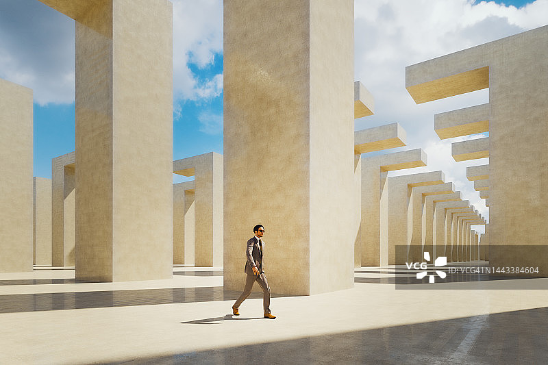 抽象商人迷宫中行走图像图片素材