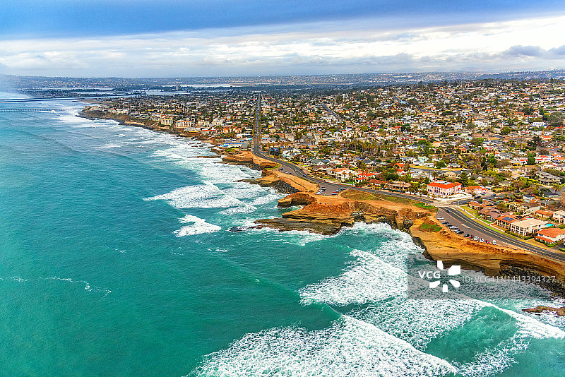 圣地亚哥日落悬崖航拍图片素材