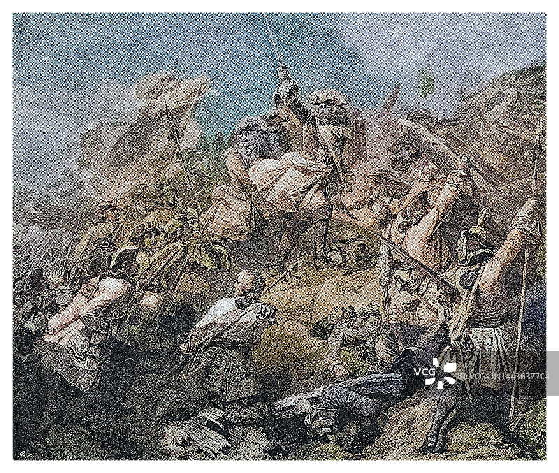 克洛德·路易·赫克托·德·维拉尔元帅古版画（德南战役）图片素材